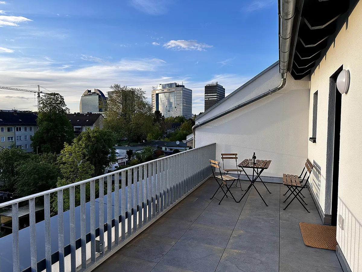Terrace with a view of Frankfurt.